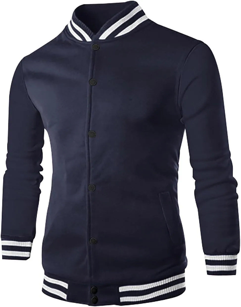 Baseball Varsity Jacket Men Color Block College Baseball Jacket Cotton Blend Casual Slim Lightweight Bomber Jacket