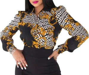 Blouses for Women Colorful Long Sleeve Button Down Shirts Dressy Casual Tops 2024