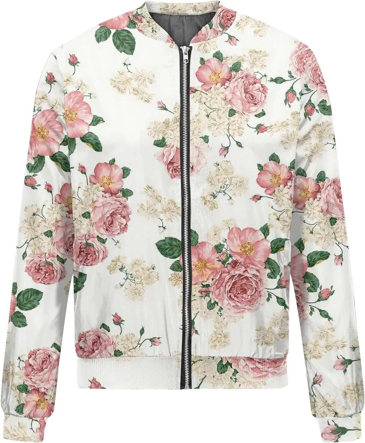 Bomber Jacket Women 2024 Trendy Full Zip Up Coat Long Sleeve Outwear Lightweight Windbreaker Outerwear Fall Jackets