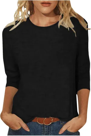 Custom 3/4 Sleeve T Shirts for Women Design Your Own Shirt Add Text/Image/Logo Personalized Tee Printed Photo Front