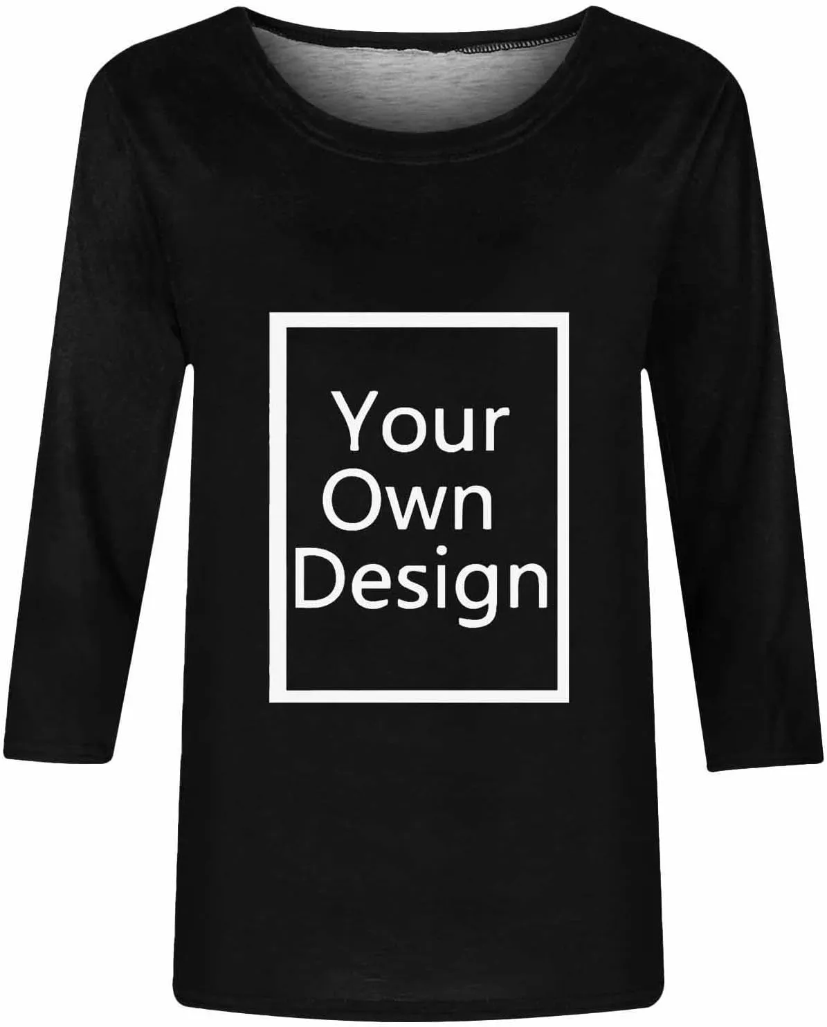 Custom 3/4 Sleeve T Shirts for Women Design Your Own Shirt Add Text/Image/Logo Personalized Tee Printed Photo Front