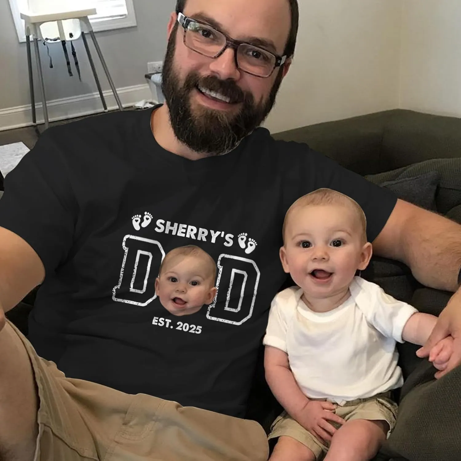 Fathers Day Personalized Gifts for Dad from Daughter Custom Mens T-Shirts with Kid Names Customized Photo Gifts for Dad Papa