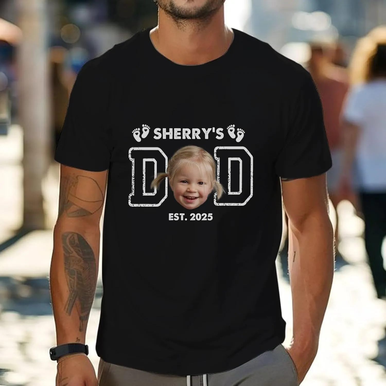 Fathers Day Personalized Gifts for Dad from Daughter Custom Mens T-Shirts with Kid Names Customized Photo Gifts for Dad Papa