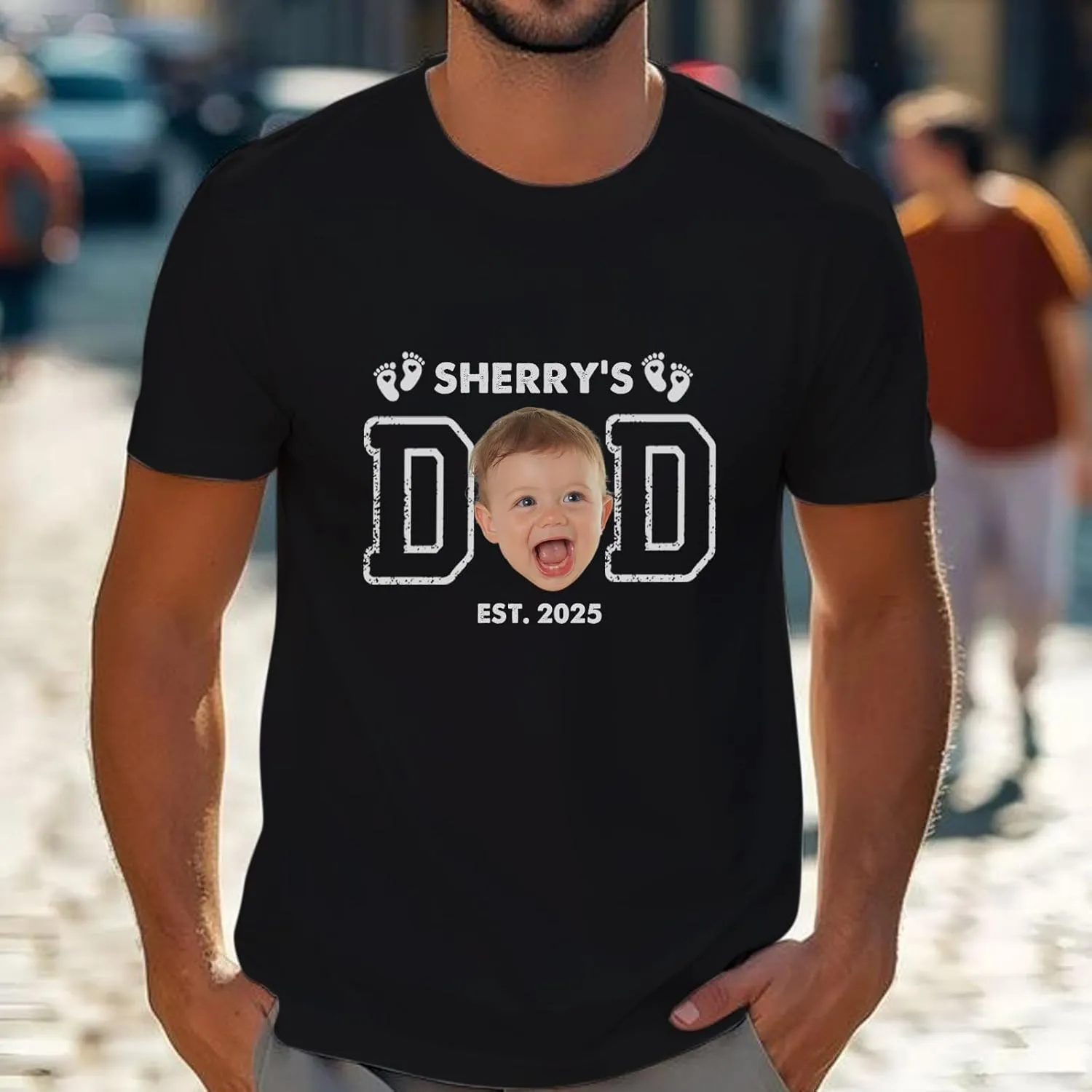Fathers Day Personalized Gifts for Dad from Daughter Custom Mens T-Shirts with Kid Names Customized Photo Gifts for Dad Papa