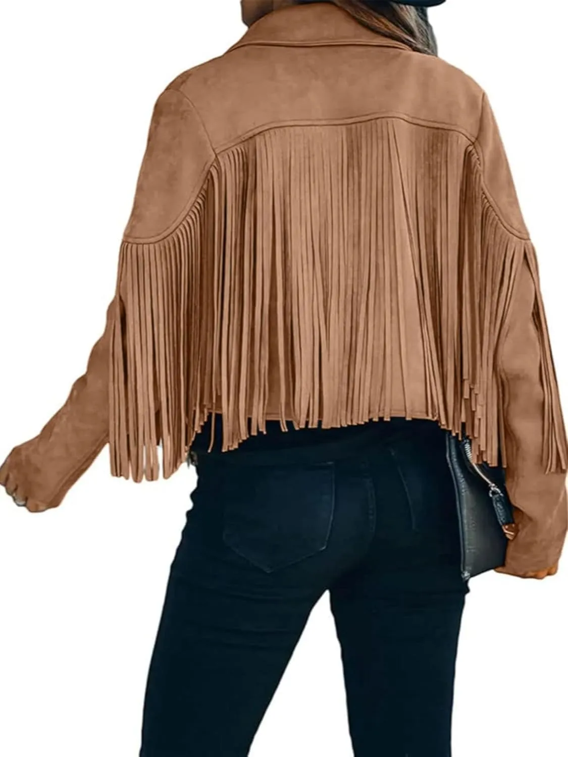 Faux Suede Leather Jackets For Women Trendy Fall Western Fringe Cropped Jacket 2025 Tassel Motorcycle Crop Coats