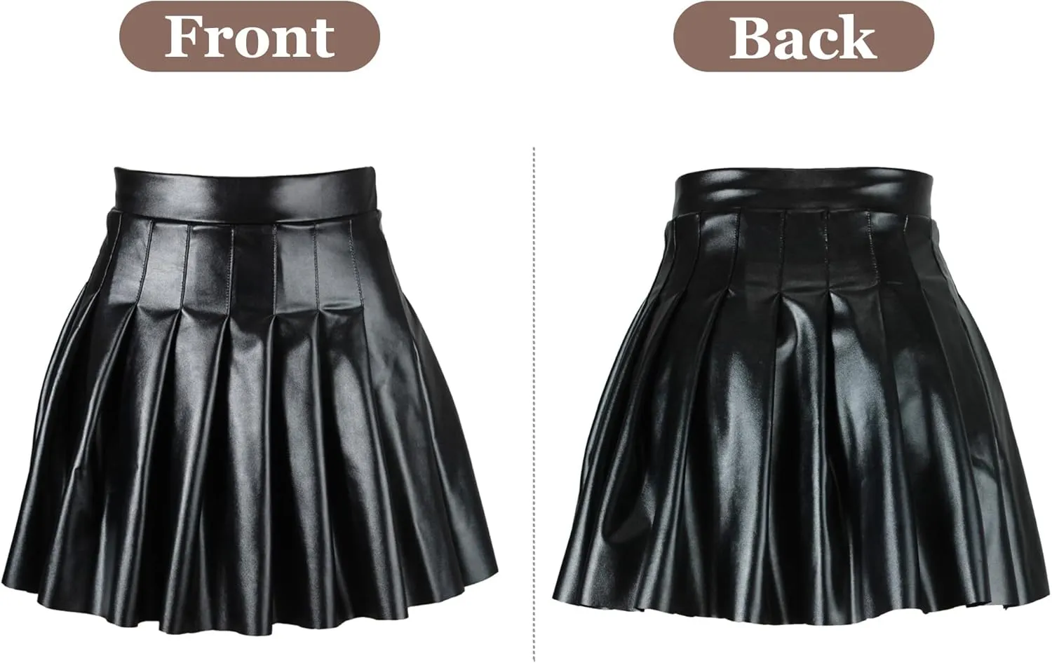 FEOYA Women Mini Leather Skirts Metallic Club Party Bodycon Skirt