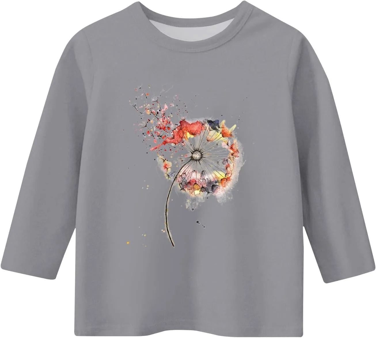 Girls Summer 3/4 Length Sleeve Tops Crew Neck Shirt Casual Athletic Tops Patterned Elbow Sleeve Blouse 3-14 Years