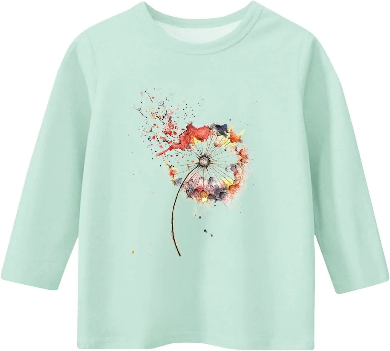 Girls Summer 3/4 Length Sleeve Tops Crew Neck Shirt Casual Athletic Tops Patterned Elbow Sleeve Blouse 3-14 Years
