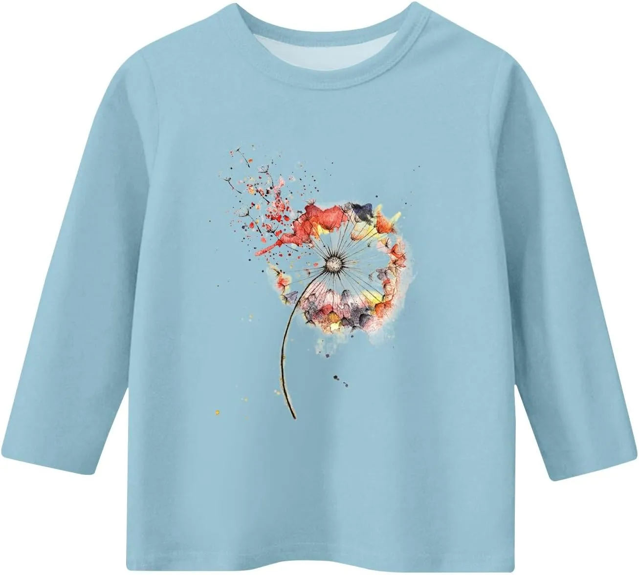 Girls Summer 3/4 Length Sleeve Tops Crew Neck Shirt Casual Athletic Tops Patterned Elbow Sleeve Blouse 3-14 Years