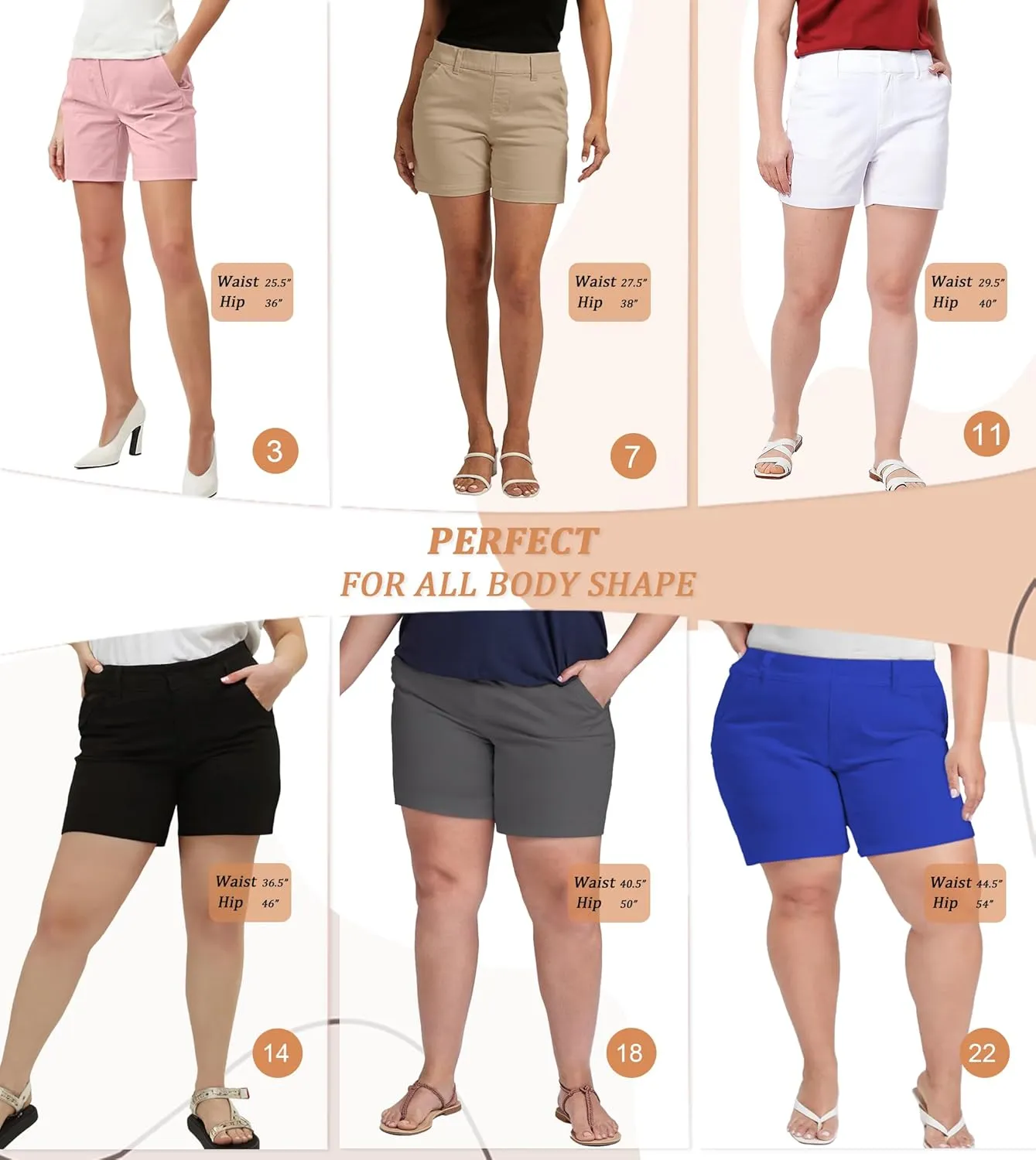 Hybrid & Company Womens Bermuda Walking Shorts Stretch 7 inch Inseam Super Comfy