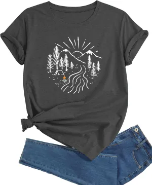J&DHUASHA Women's T-Shirt Short Sleeve Crewneck Graphic Tees Printed Casual Summer Tops