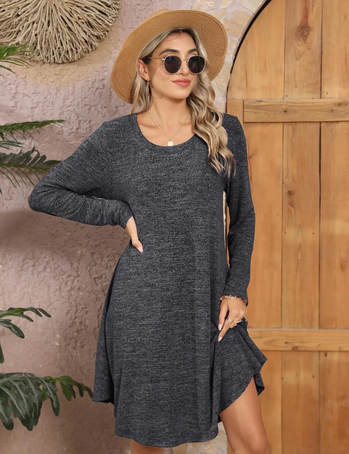 JollieLovin Women Plus Size Sweater Dresses Long Sleeve 2024 Casual Fall Winter Tunic Dress with Pockets