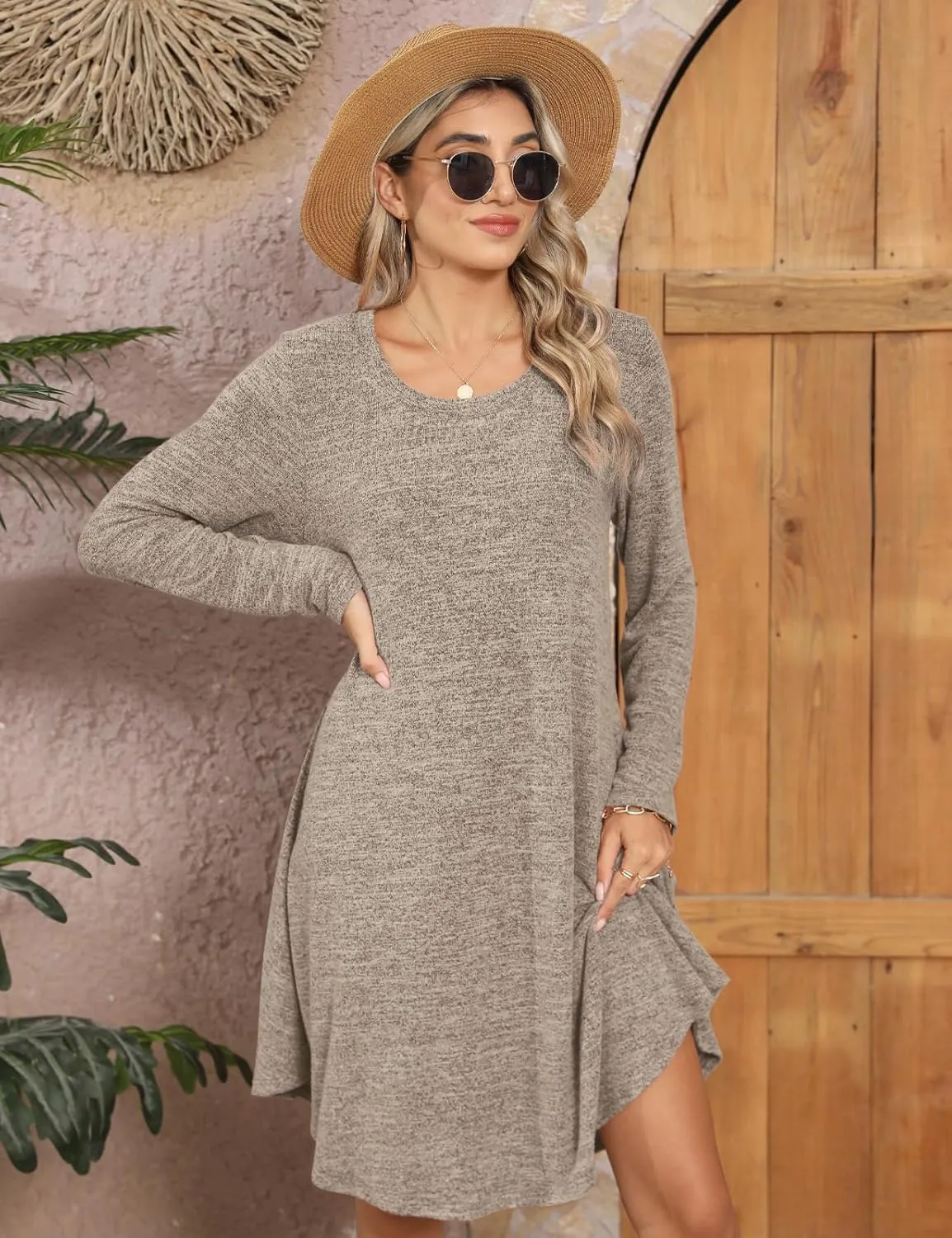 JollieLovin Women Plus Size Sweater Dresses Long Sleeve 2024 Casual Fall Winter Tunic Dress with Pockets