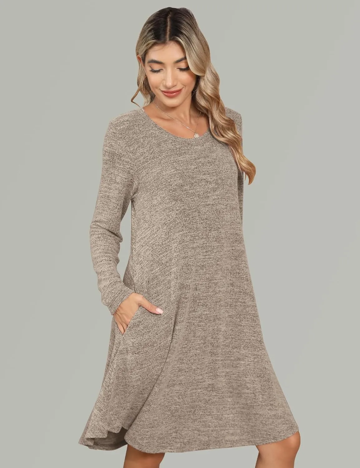 JollieLovin Women Plus Size Sweater Dresses Long Sleeve 2024 Casual Fall Winter Tunic Dress with Pockets