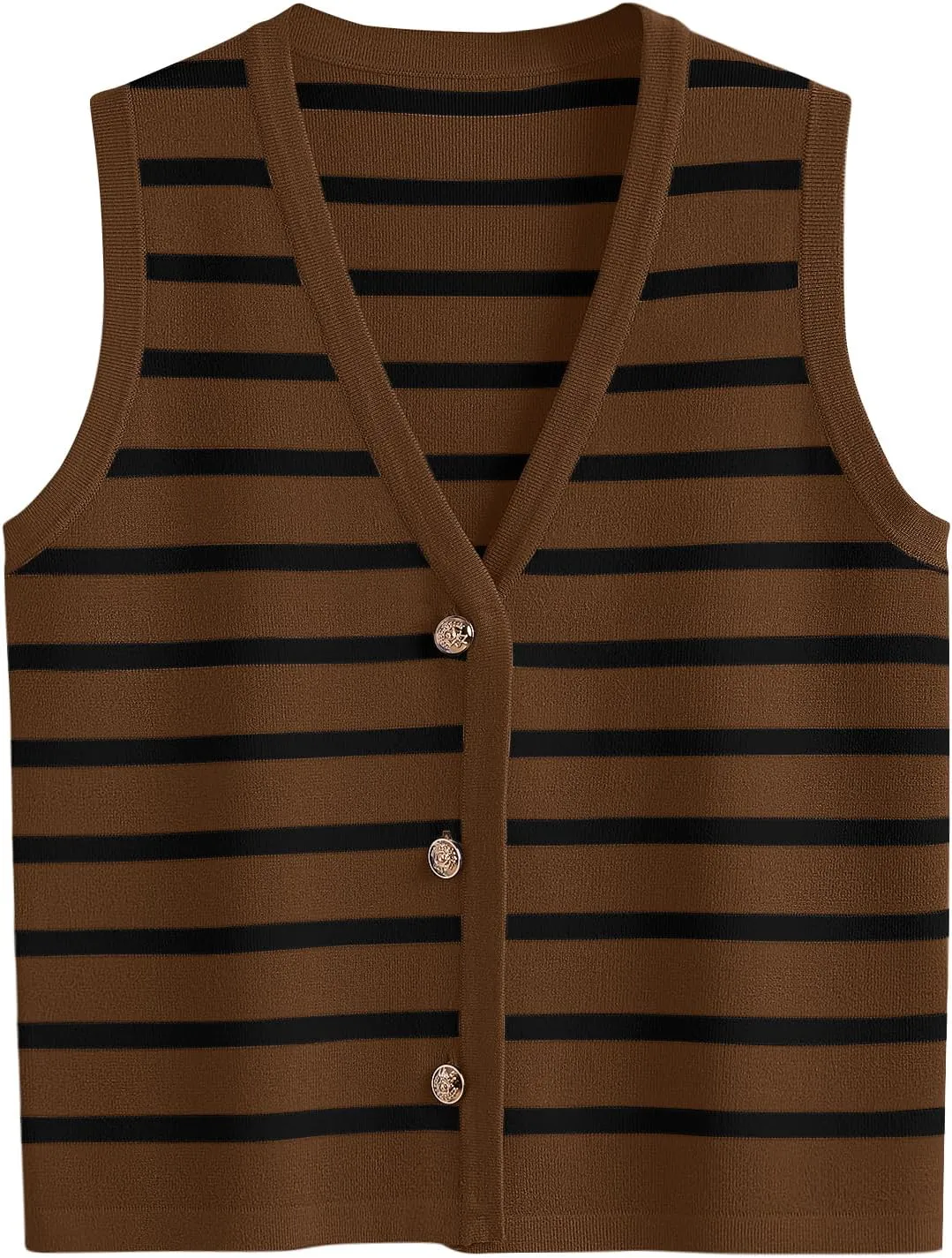 LILLUSORY Summer Vest Tops for Women 2025 Striped Sweater Vests Vacation Button Up Outfits Shirts Blouses Jacket Clothes