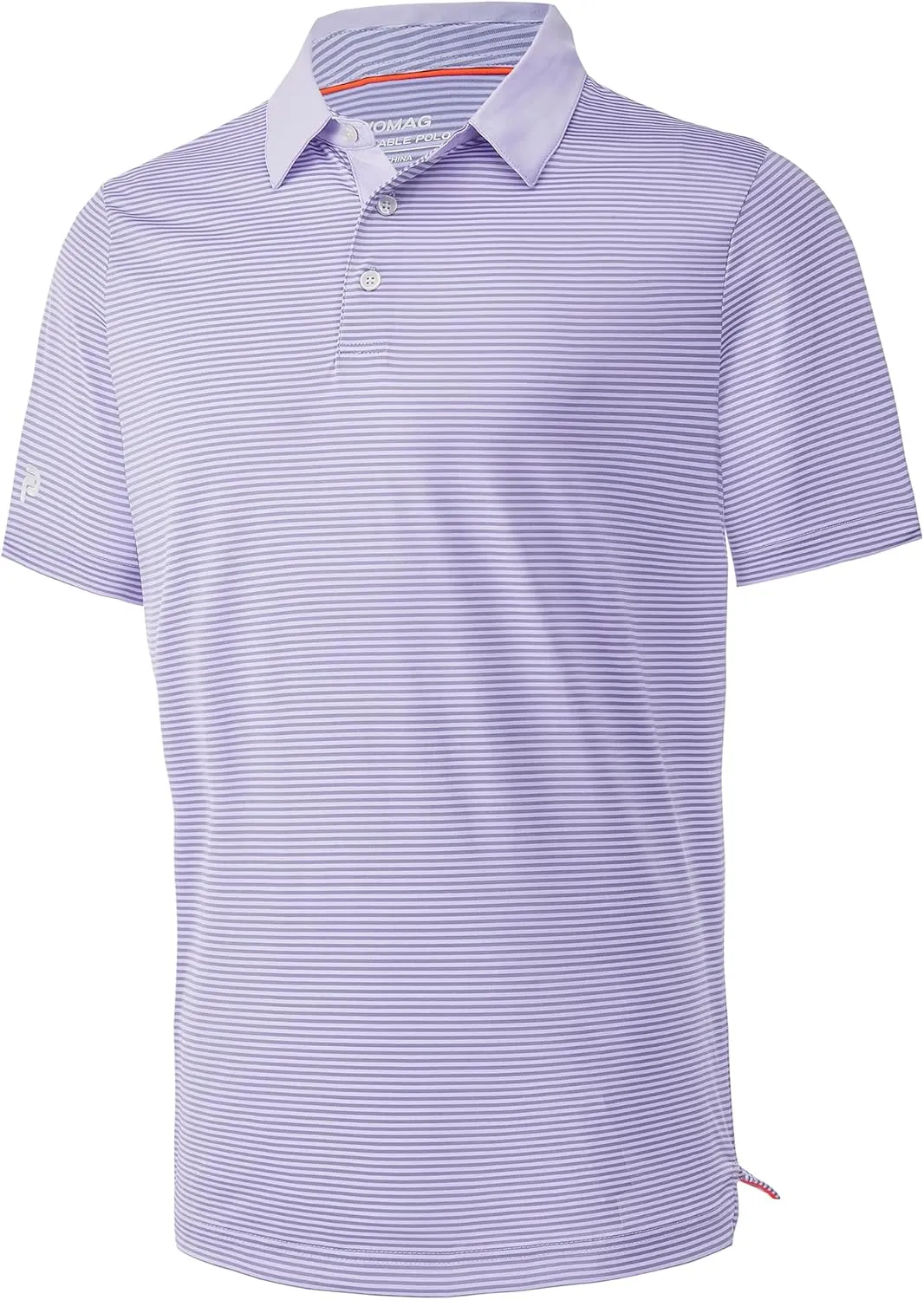 Mens Golf Polo Shirt Moisture Wicking Dry Fit Performance Athletic Short Sleeve Striped Golf Shirts for Men