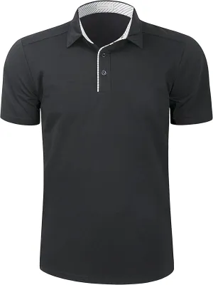 Mens Quick Dry Performance Golf Polo Shirts Short Sleeve Summer Casual Athletic Collared Shirt