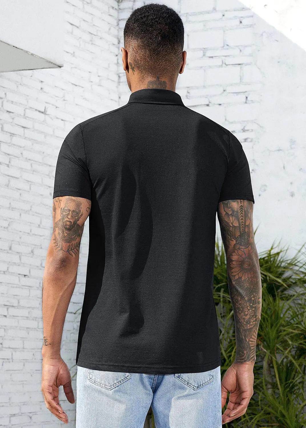 Mens Quick Dry Performance Golf Polo Shirts Short Sleeve Summer Casual Athletic Collared Shirt