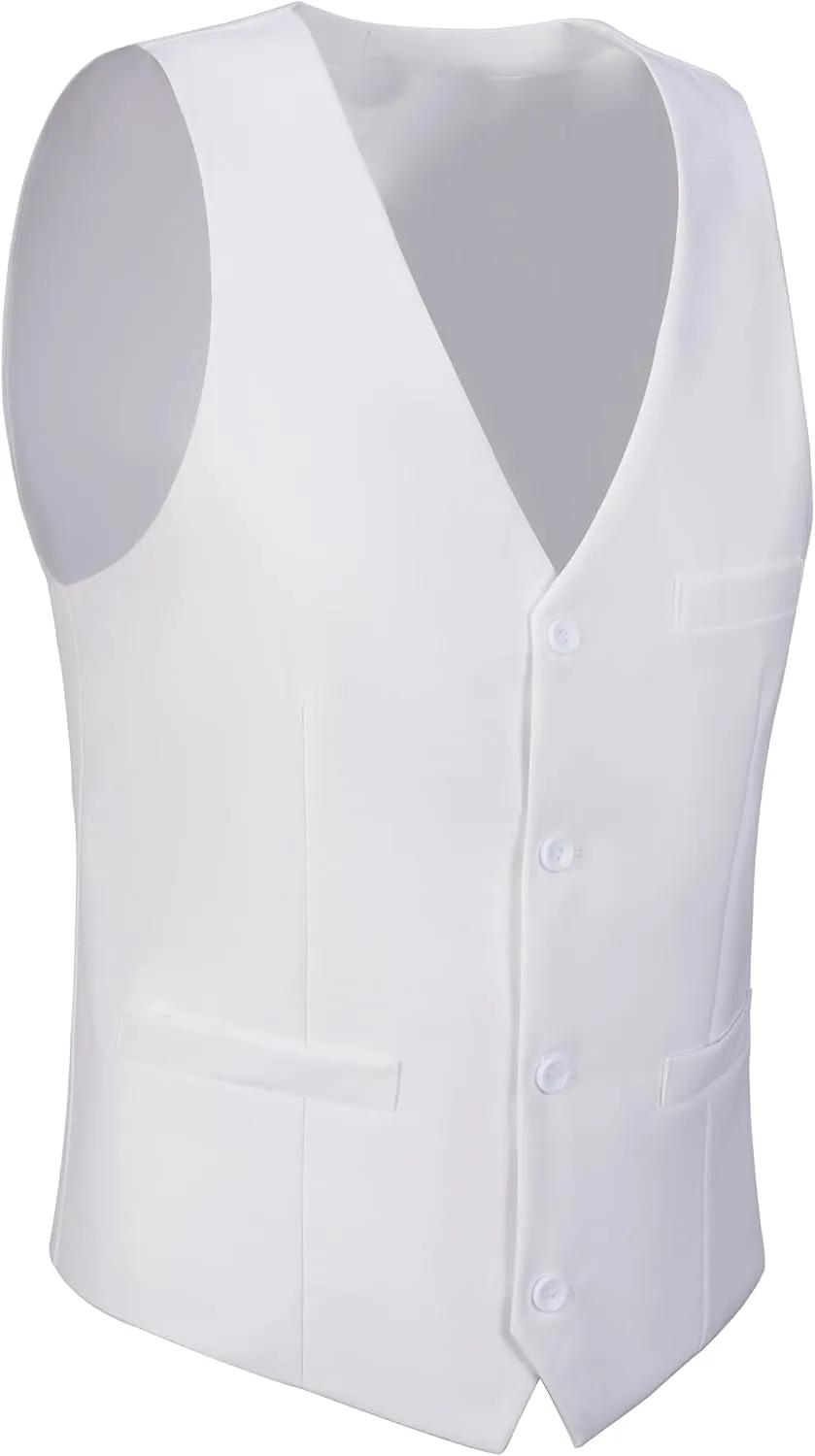 Men's Suit Vest Business Formal Dress Vests for Men Solid Color Casual Wedding Tuxedo Waistcoat