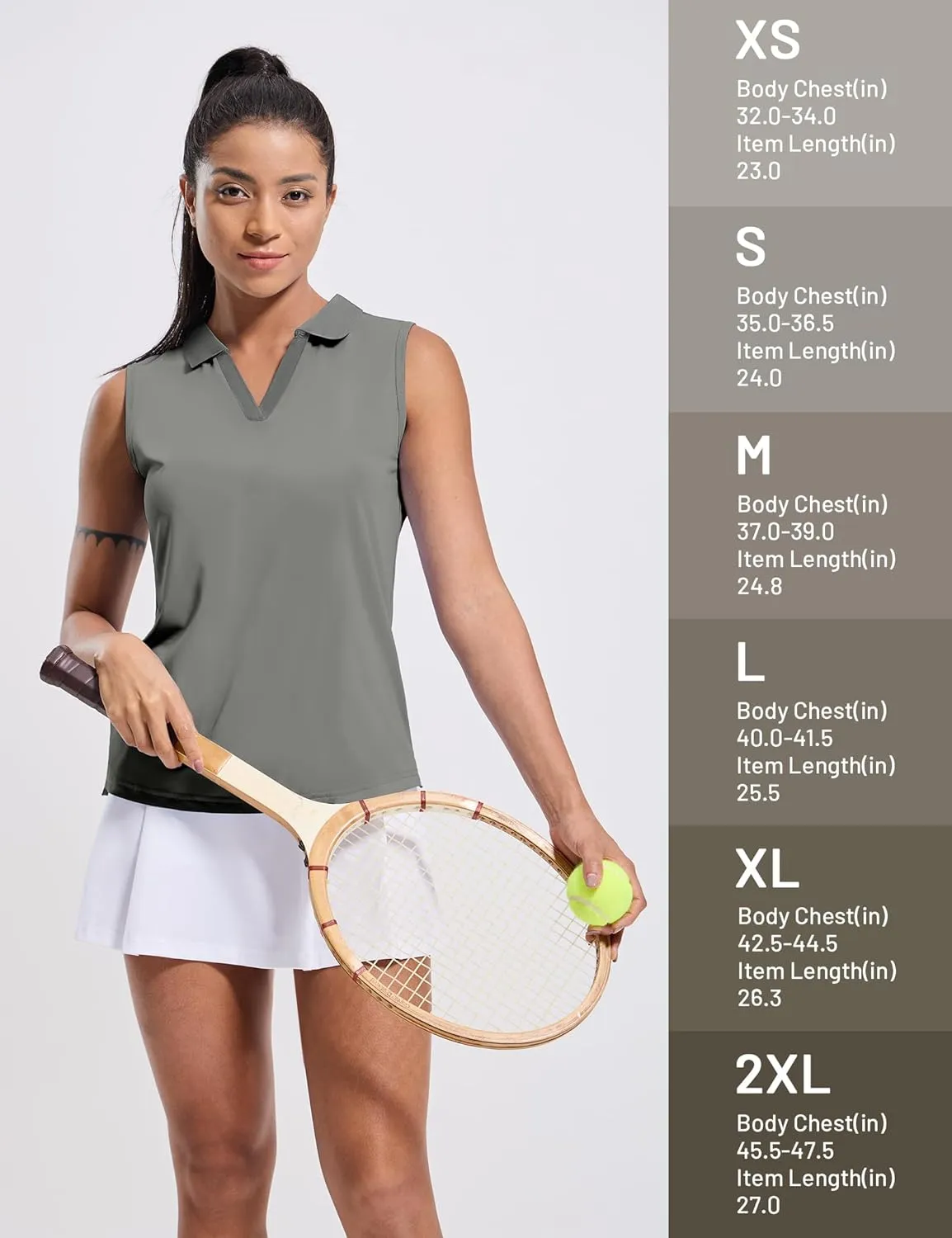 MIER Women's Sleeveless Golf Polo Shirts Dry Fit Collared Tank Tops V Neck Ribbed Athletic Tennis Shirt, Moisture Wicking