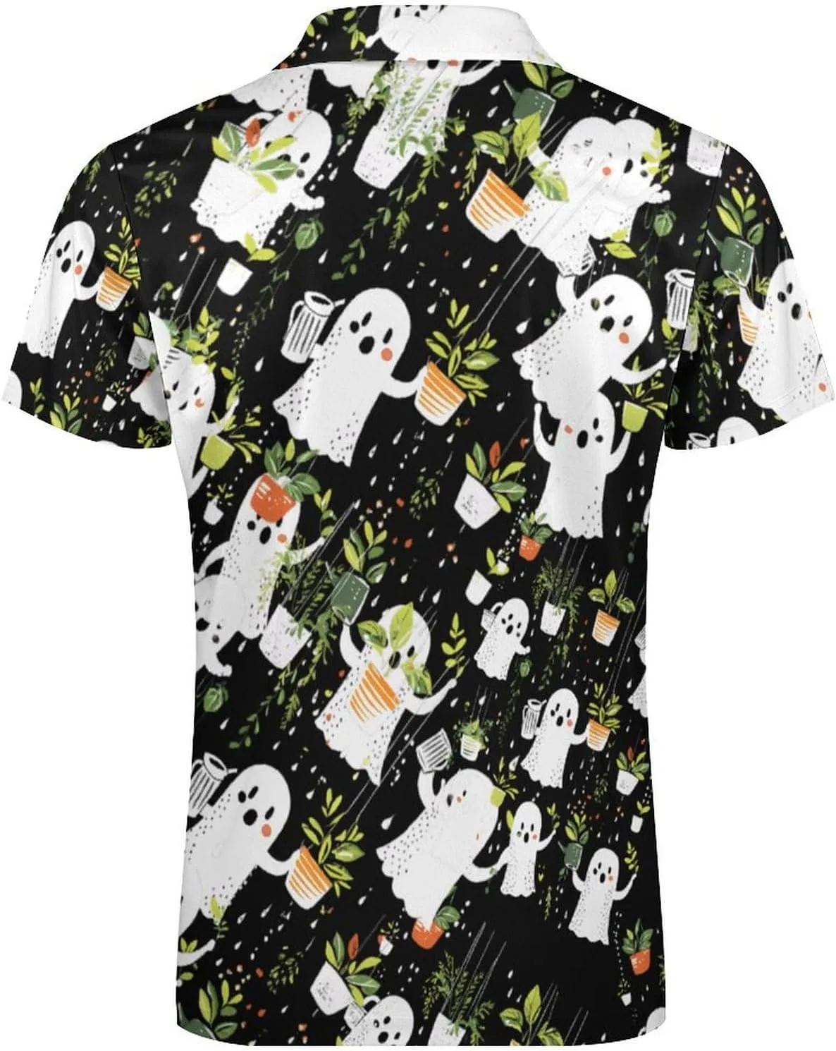 Plant Trendy Polo Shirts for Men Short Sleeve Lapel Collar Zipper T-Shirts Outdoor Sports