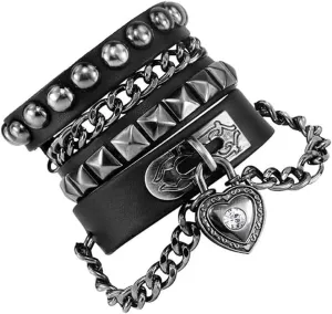 Punk Leather Cuff Bracelet, Retro Multi Wrap Bracelet for Men Women