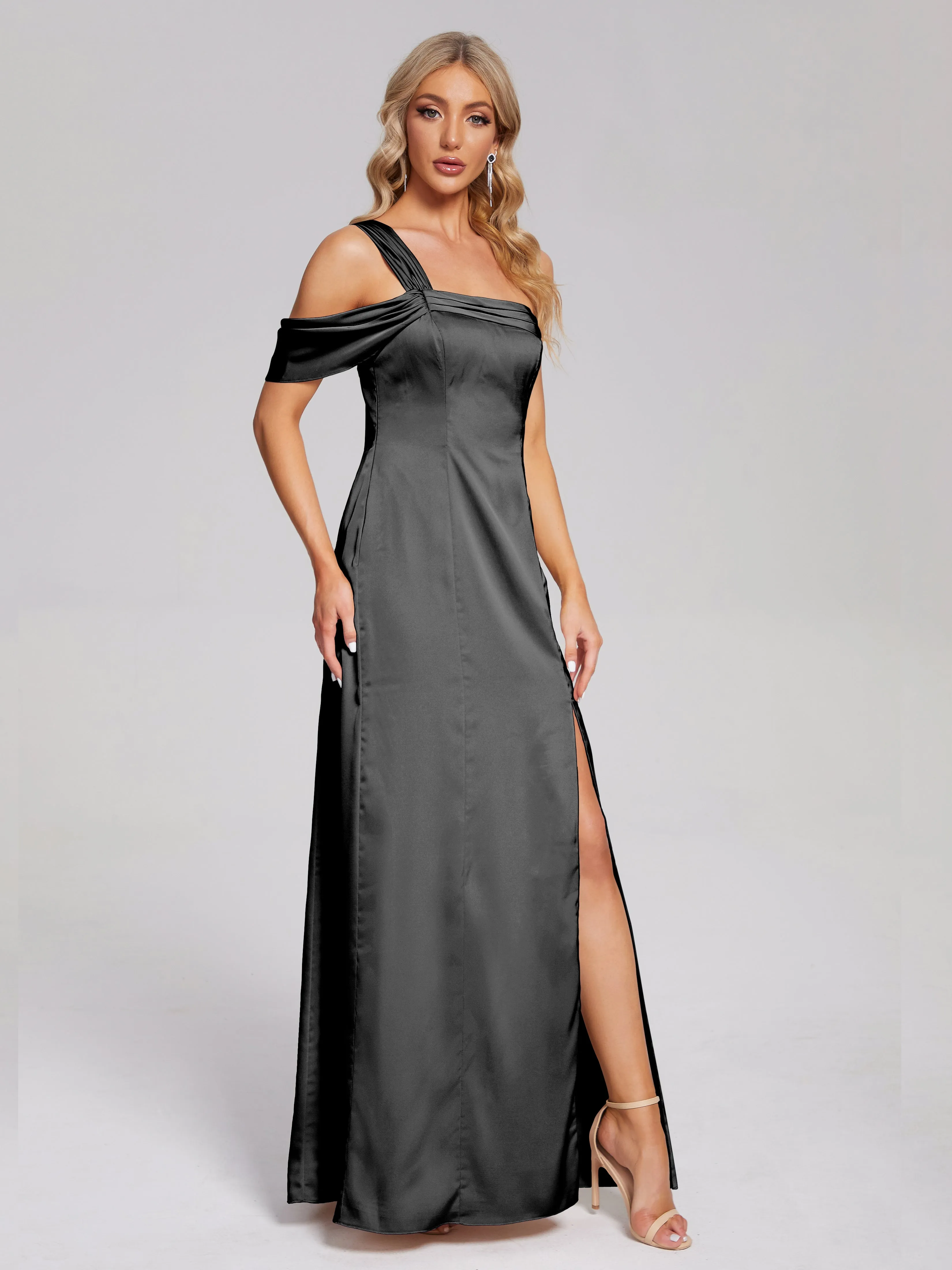 Raelyn Asymmetrical Pleats Soft Satin Dresses