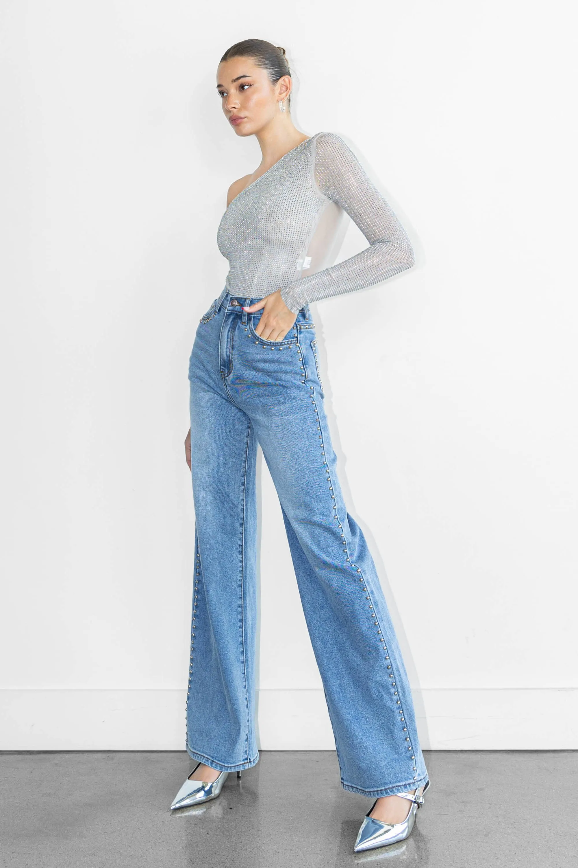 Stud Wide Leg Jeans