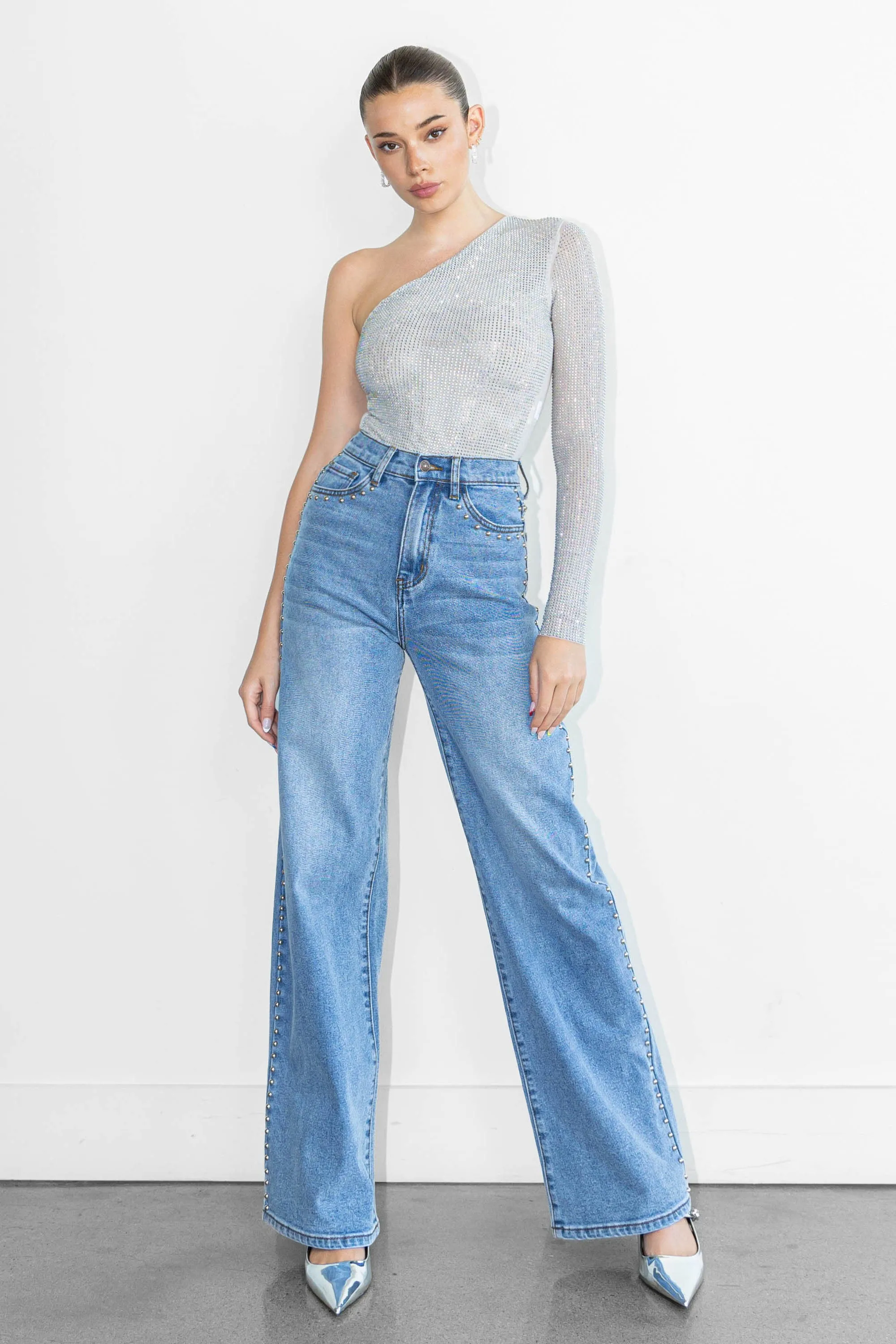 Stud Wide Leg Jeans